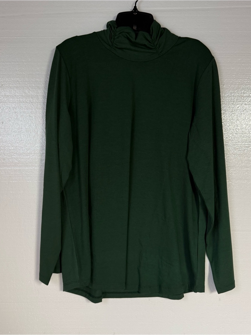 Susan Graver Shirt Women XL Green Cotton Modal Turtleneck Long Sleeve Soft Fall